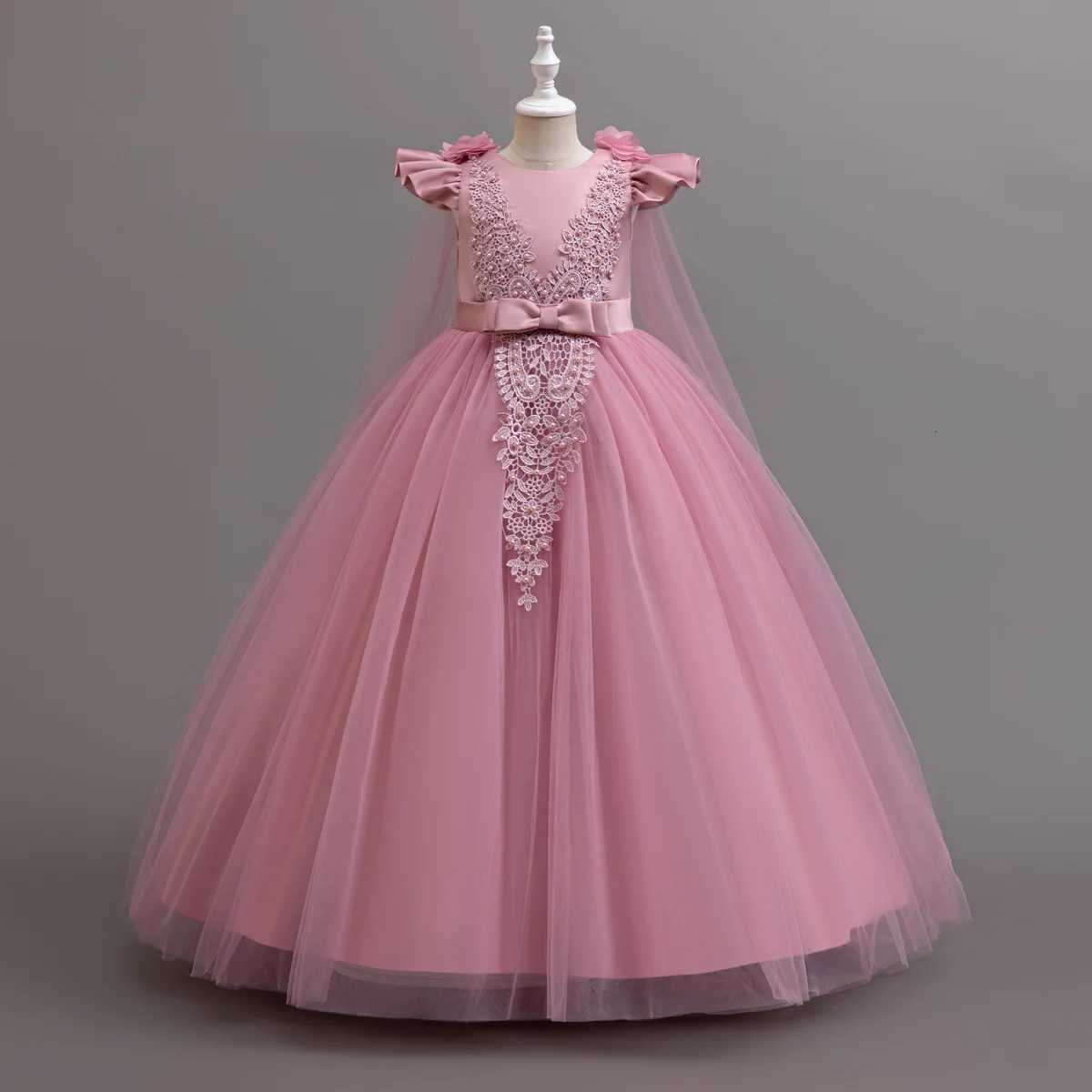 New Long Elegant Dress for Young Girls Flower Girl Princess Dresses White Formal Clothes From 4 to 12 Years Z250904