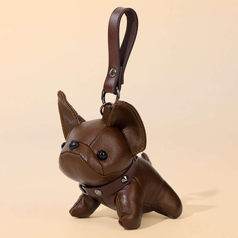 DHEssentials 2025 French Bulldog Keychain Leather Plush Pendant Mini Doll Backpack Charm Birthday Gift