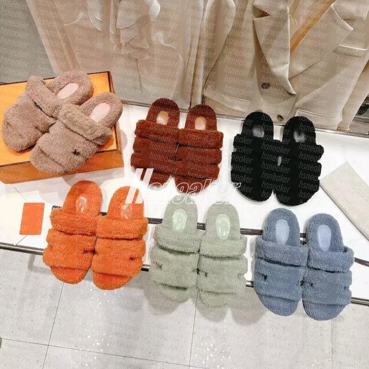 Fur Slippers Designer Oran Slides Chypre Sandals Men Women Sheep Wool Plush Fluffy Furry Slipper Warm Winter Flat High Fashion Trendy Shearling Sandals 35-42