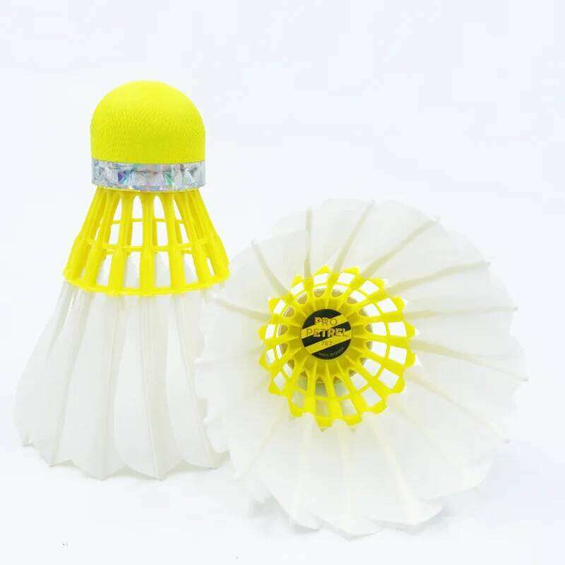 12Pcs Pro Petrel 767 3In1 12Pcs Training Goose Feather Shuttles Birdies Yellow Cork Badminton Indoor Outdoor Sports Game