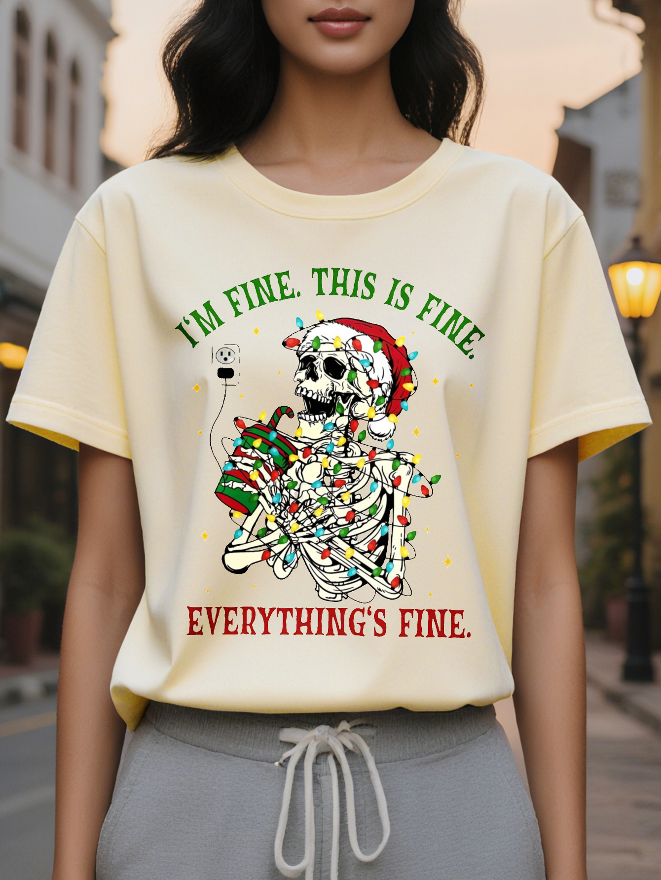 Large XL Christmas European and American Fashion Printed Women's T-shirt Top Plus Size