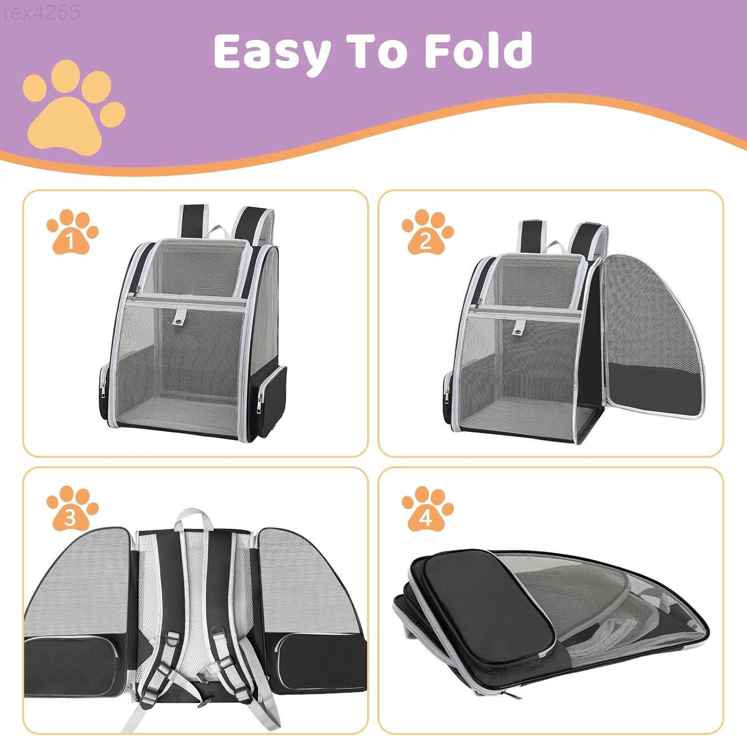 Cat Backpack Carrier Large Pet Backpack for Small Dog Medium Cat Puppy Kitten Bunny up to 15lbs Ventilated Mesh Dog Collapsible Travel Backpack for Hi