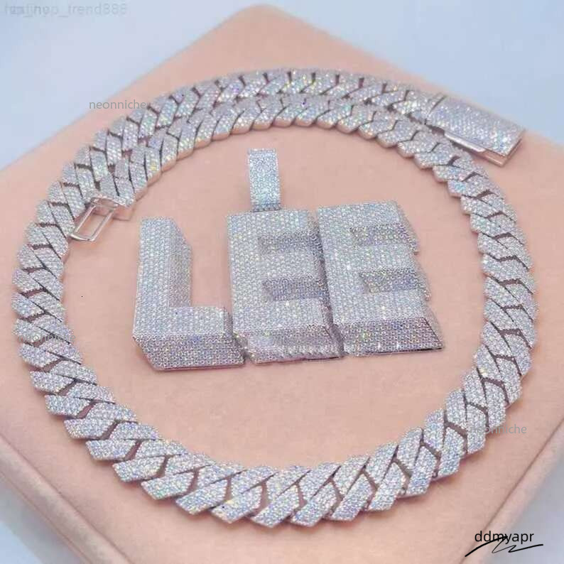 Customized DIY Name Letter Ddmyday Pendant 20Mm Cuban K Chain Necklace Sterg Sier Moissanite Baguette Dia Pendent For Men Ddmyday