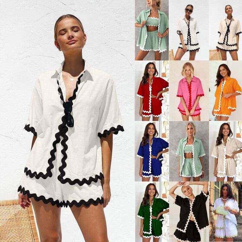 Women's Simple Fashion Short Shirt Casual Suit