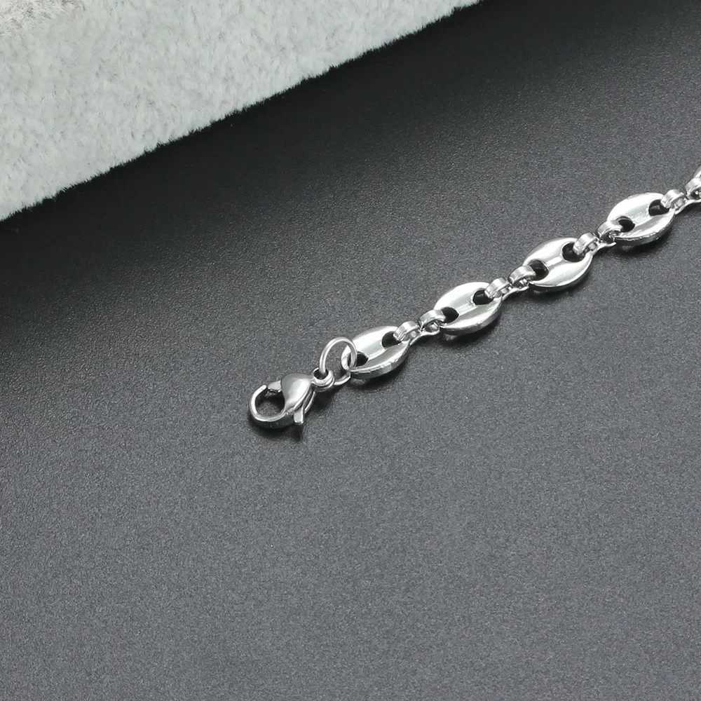 316L Stainless Steel Coffee Bean Chain Bracelet For Men Women Hiphop Hand Unisex Statement Jewelry Wholesale Gift 79 Inch W250904