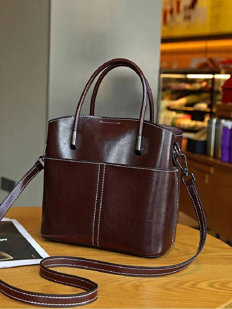 100% Genuine Leather Women Bucket Casual ladies crossbody Hand High Quality Cowhide Commuter Shoulder Bag for girls