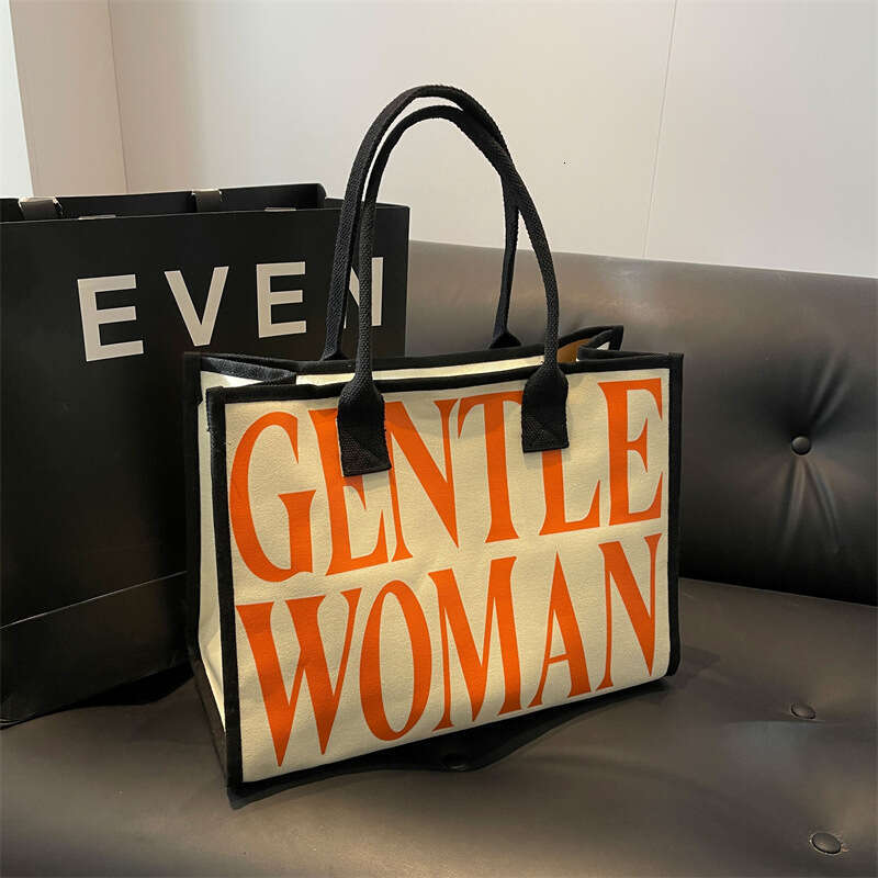 Women Letter Print Canvas 2025 New High-end Handbag Shoulder Bag