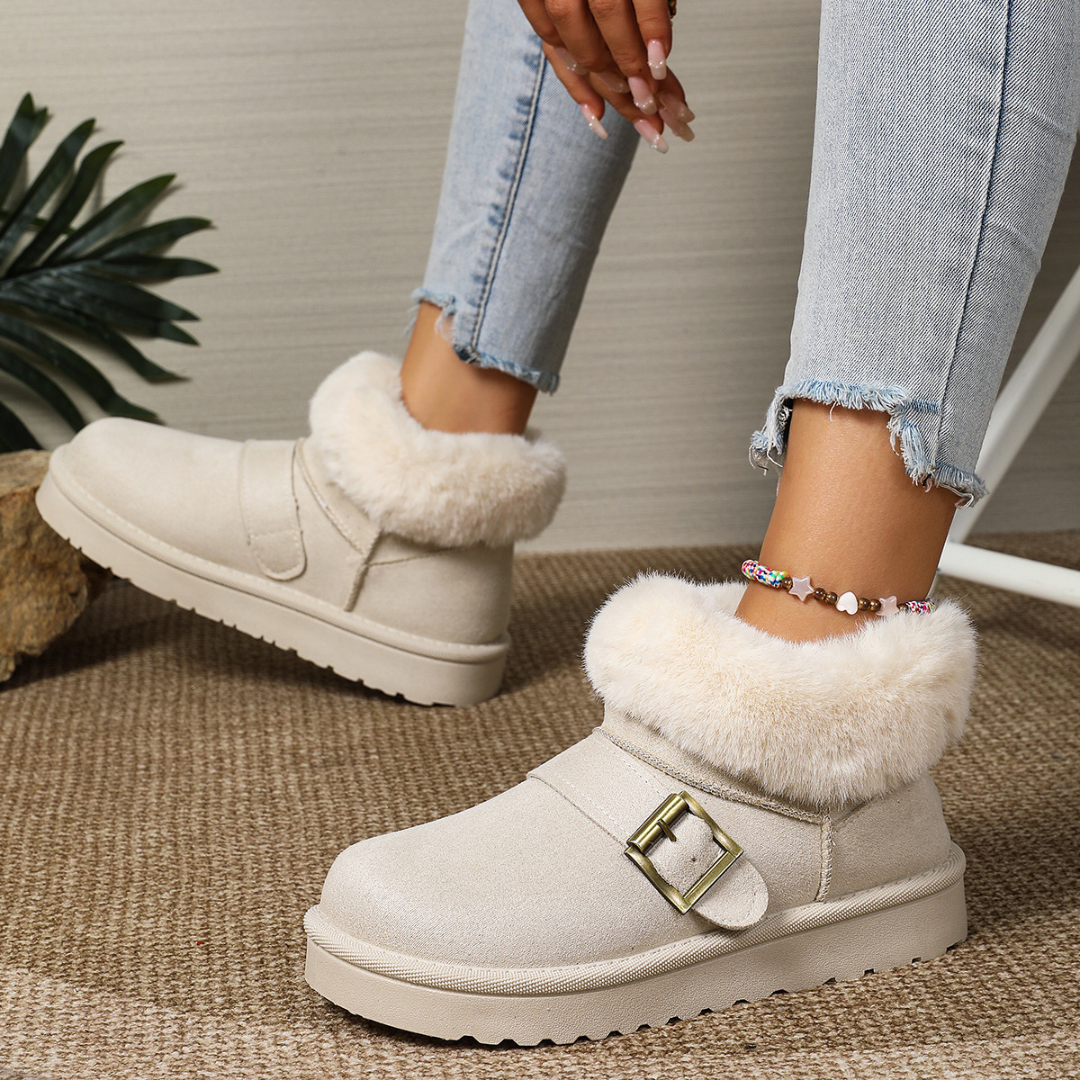 Free shipping designer Boots Cotton shoes women winter new style with plush warm retro slippers snow boots comfortable fit Thick base
