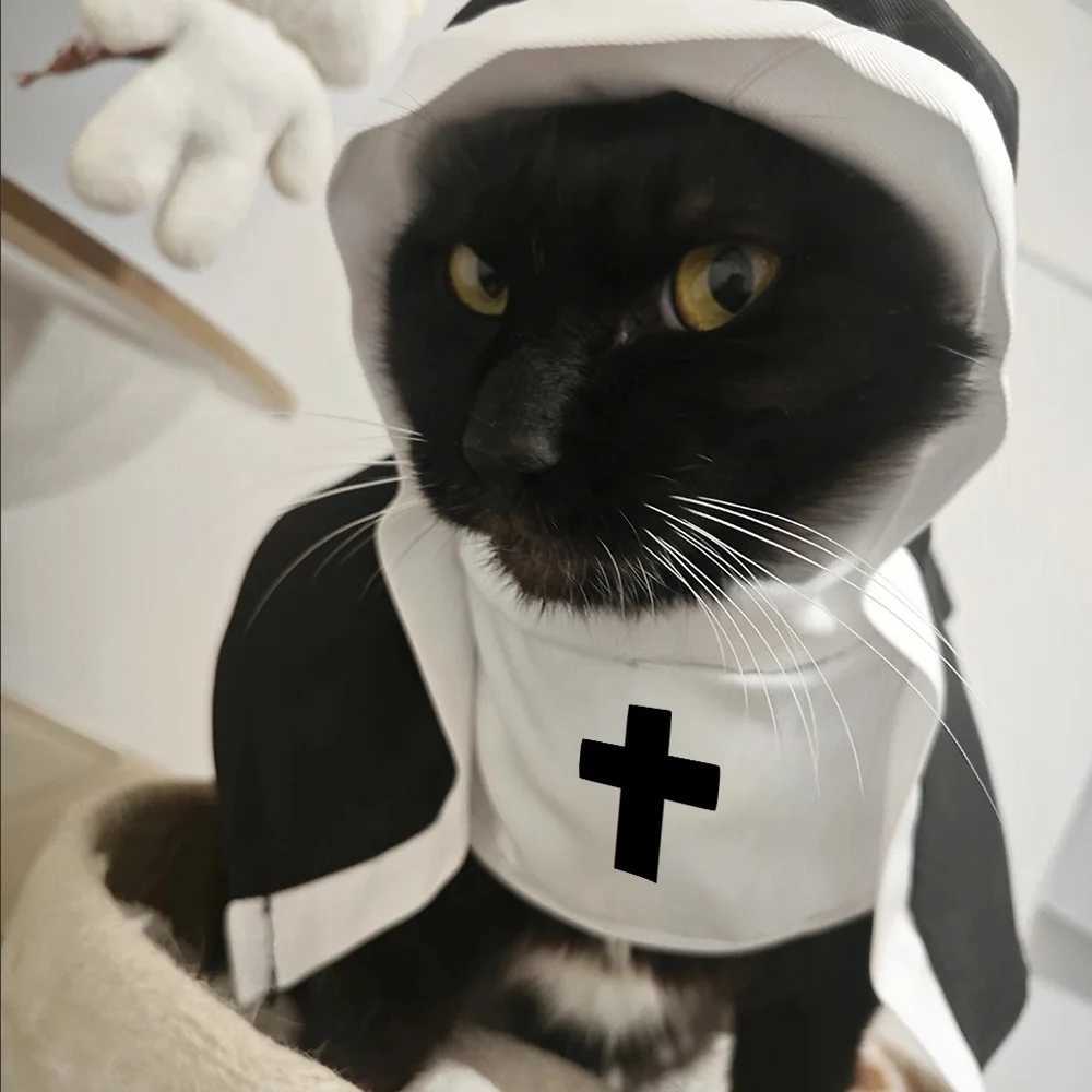 Halloween Dog Clothes Cute Christ Nun Cosplay Pets Costume For Small Large Dogs Cross Print Makeup Chihuahua Outfits Cats Gift W250904