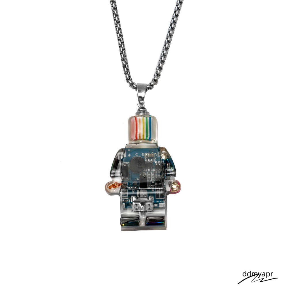 Hip-Hop Ddmyday Punk Style Small Electronic Robot Rainbow Necklace Pendant Sweater Chain Ddmyday