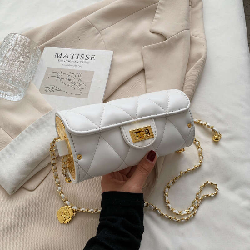 Babylon Fragrant Wind Lingge Chain Small Golden Ball Cylinder Simple Camellia Single Shoulder Crossbody Bag