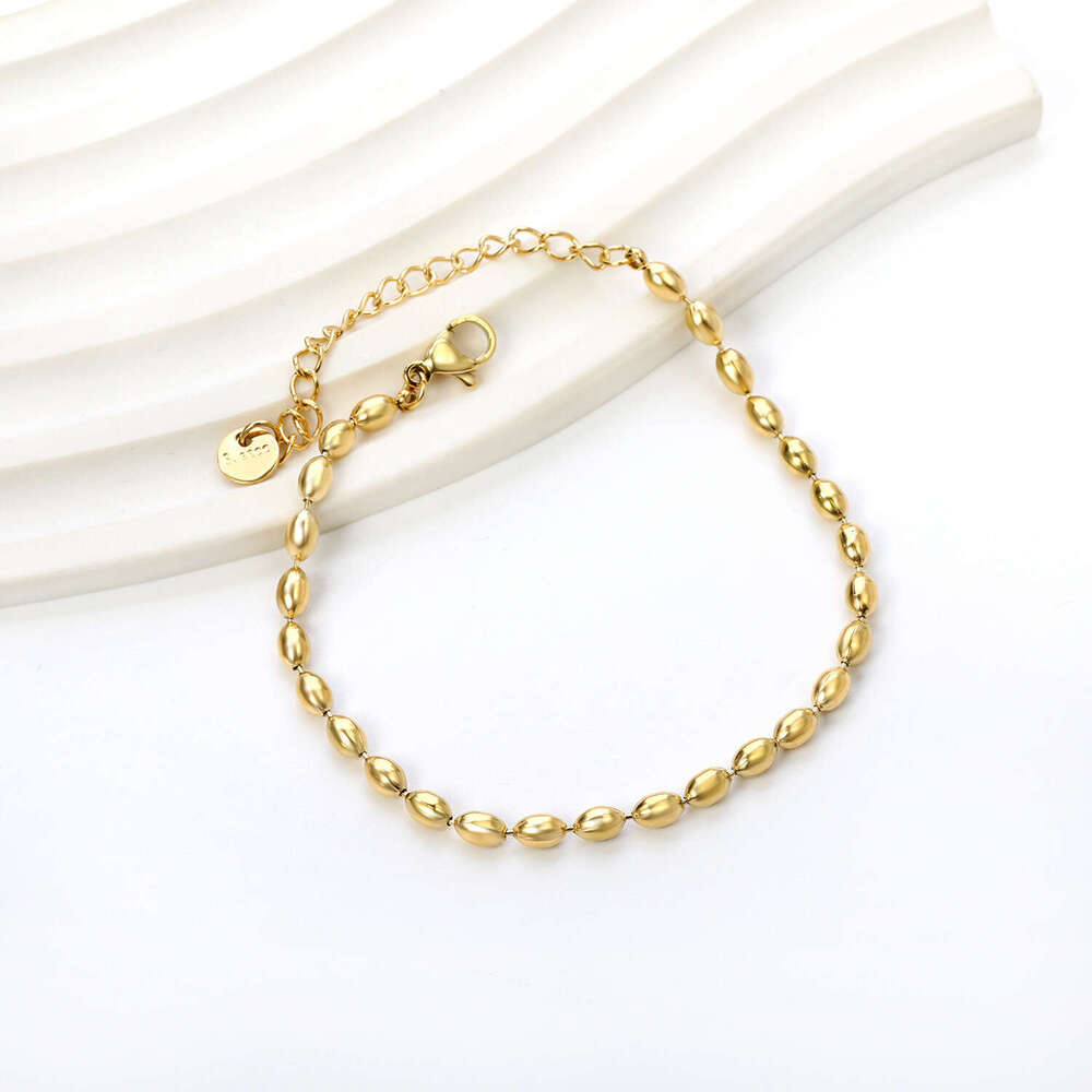 Trendy Stainless Steel Wheat-Shaped Bead for Women, Light Fashion Versatile High-End Bracelet