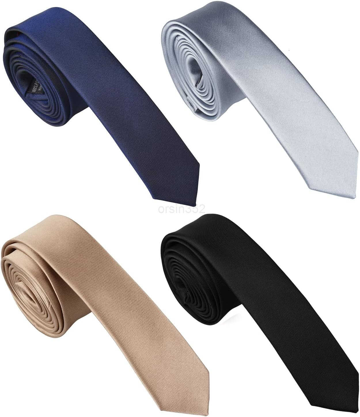 Ties for Men Solid Slim Retro Ties Basic Colors Ultra Thin Ties Pack of 4 or 2W250904