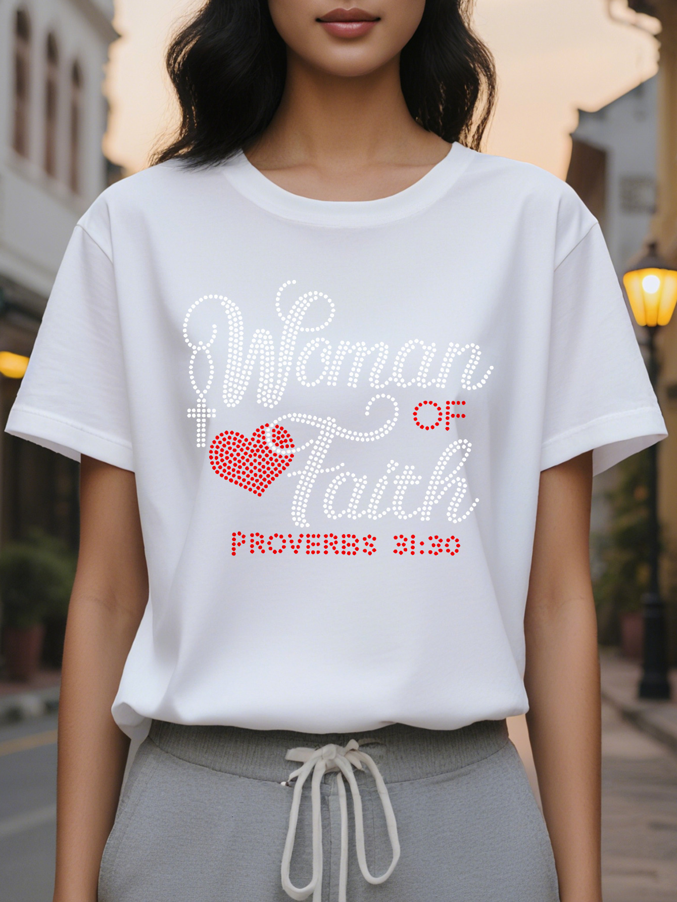 WOMAN Distinctive Fashion Printed Round Neck Short Sleeve T-shirt Spring and Summer High-end Slimming Women's Clothing