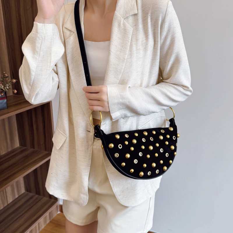 MOODS Halfmoon Shoulder Bags For Women Faux Suede Decor Crossbody 2025 LatEST Designer Handbags Z250903