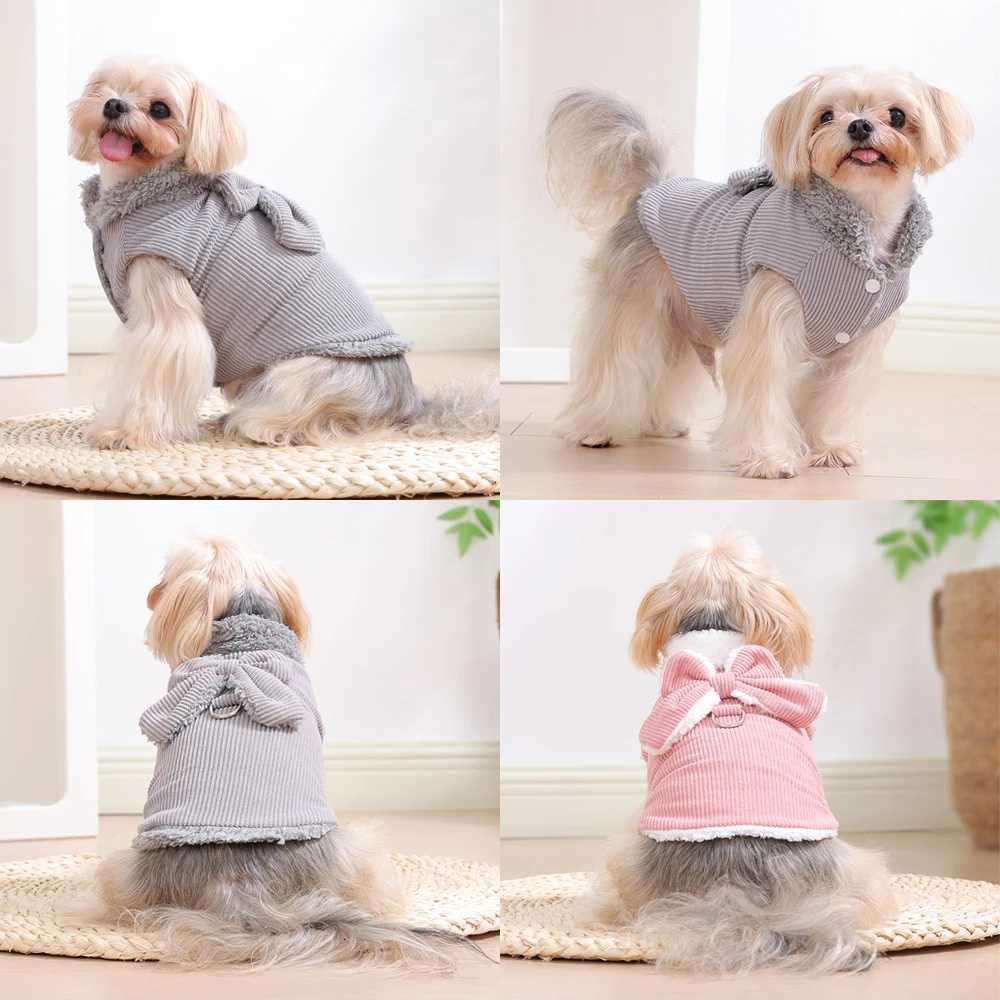 Cute Dog Coat With Bow For Small Medium Dogs Cats Winter Warm Fleece Pet Puppy et Clothes Yorkie Schnauzer Costume Apparel W250904