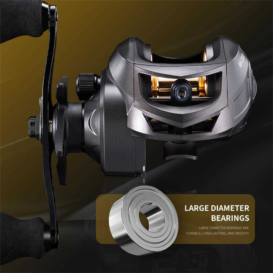 Baitcasting Fishing Reel Lightweight Aluminum Spool Fishing Reel 176Lbs Max Drag Magnetic Braking System 721 HighSpeed Gear Ratio High Speed Saltwate 