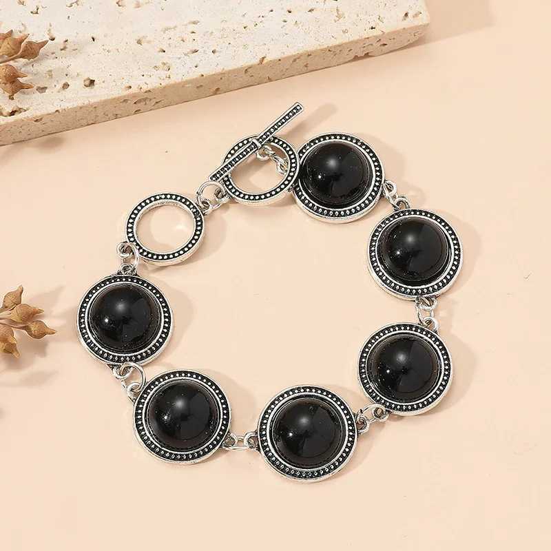 Fashion Boho Vintage Round Pearl Bracelets Bangles For Women Black Bead Vintage Adjustable Bracelet Jewelry Y250904