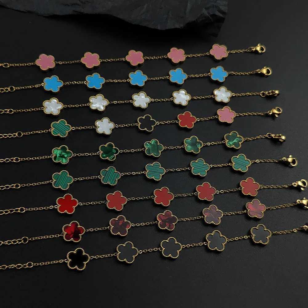 Mussel five plum blossom stainl steel womens exquisite chain bracelet 18K gold plated light luxury lucky jewelryXJ250904