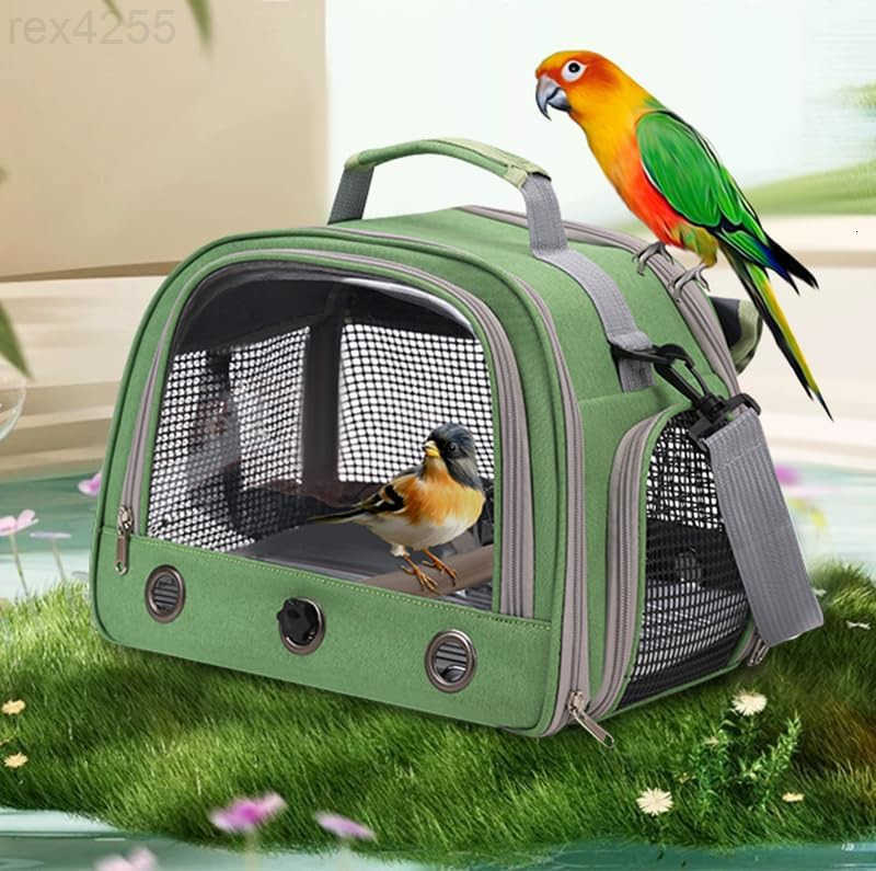 Bird Travel Carrier Portable Small Bird Parrot Parakeet Carrier with Standing Perch and Tray Side Access Window Collapsible Bird Carry Transport Bag f