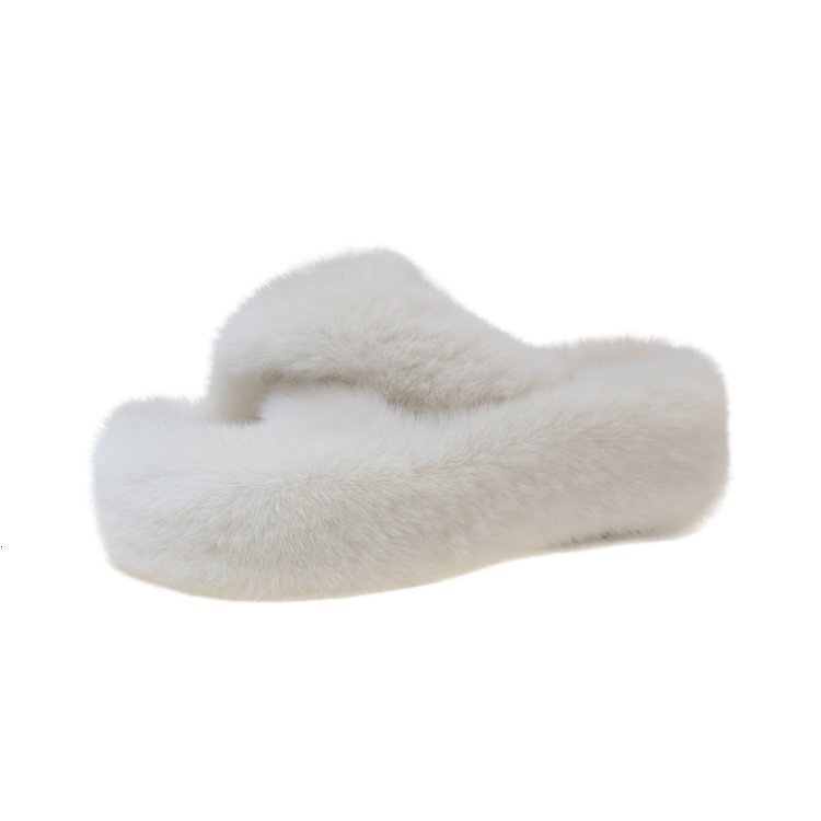 Designer Women's Thick Bottom 2025 New Fashionable Plush Shoes for Outing Fashion Cotton Slippers