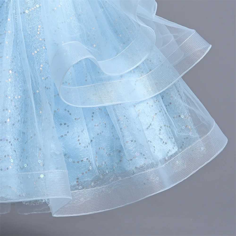 New Girls Wedding Evening Dress Petal Sequin Mesh Sleeveless Dress Birthday Party School Graduation Party Dress Z250904