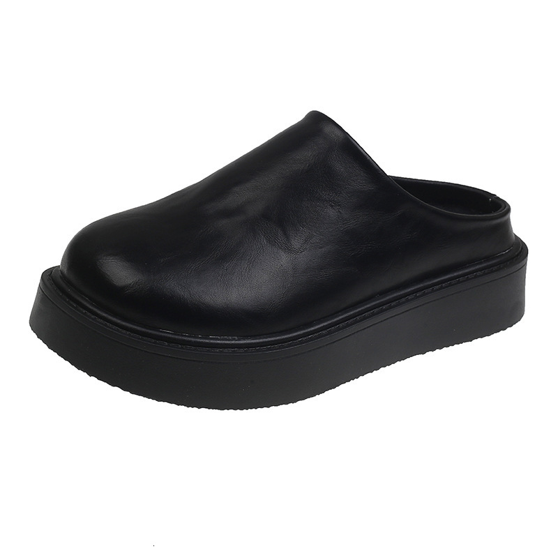 2025 Designer's New Thick Bottom Fashionable Multi functional Anti slip Round Head Closed Half Slippers