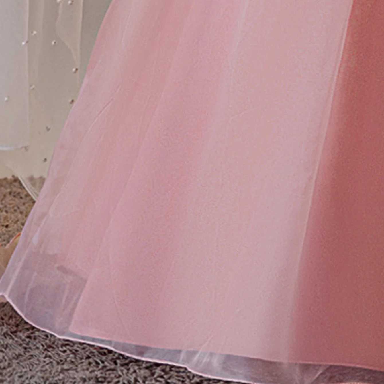 Elegant Trailing Wedding Princess Party Dresses for Girls Backless Flower Birthday Prom Girl Dresses Bridesmaid Evening Costumes Z250904