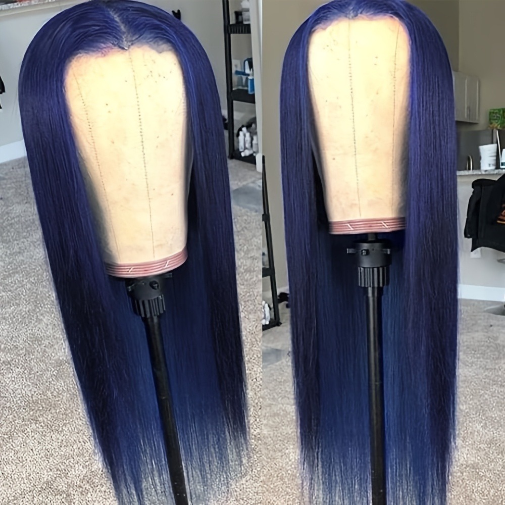 Midnight Blue Wig 13x6 Lace Front Glueless Wigs Human Hair 13x4 Ready To Wear Straight Lace Frontal Wig PrePlucked Lace Closure Wig Synthetic For Wome
