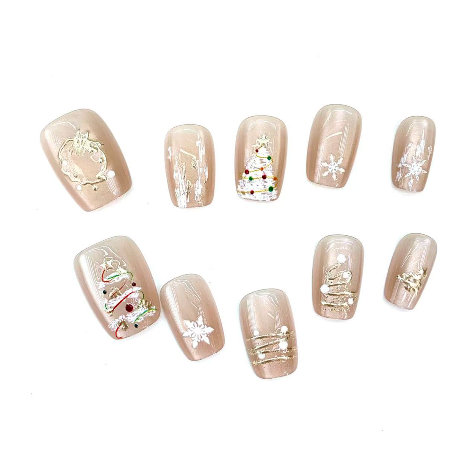 New Christmas crafted with Heart! Handmade Nail Art with ABS Material, Exuding Delicate Texture and Unique Design on Fingertips