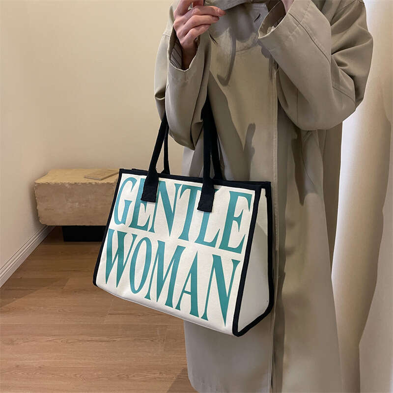 Women Letter Print Canvas 2025 New High-end Handbag Shoulder Bag