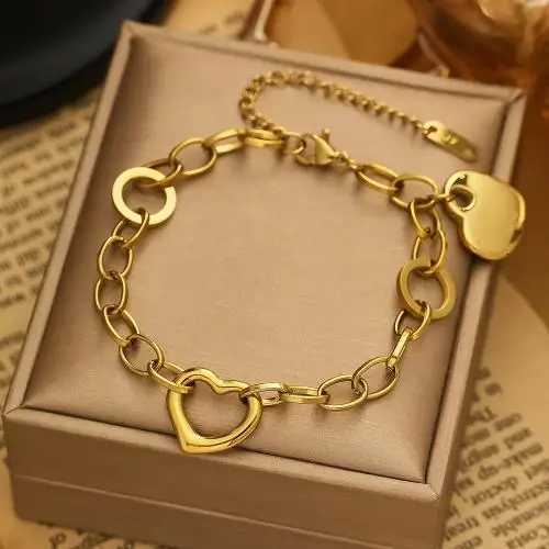 Stainl Steel Heart Charm Bracelet for Women Hip Hop Street Trend Girls Wrist Bracelets Jewelry Fashion Heart Wedding GiftsXJ250904