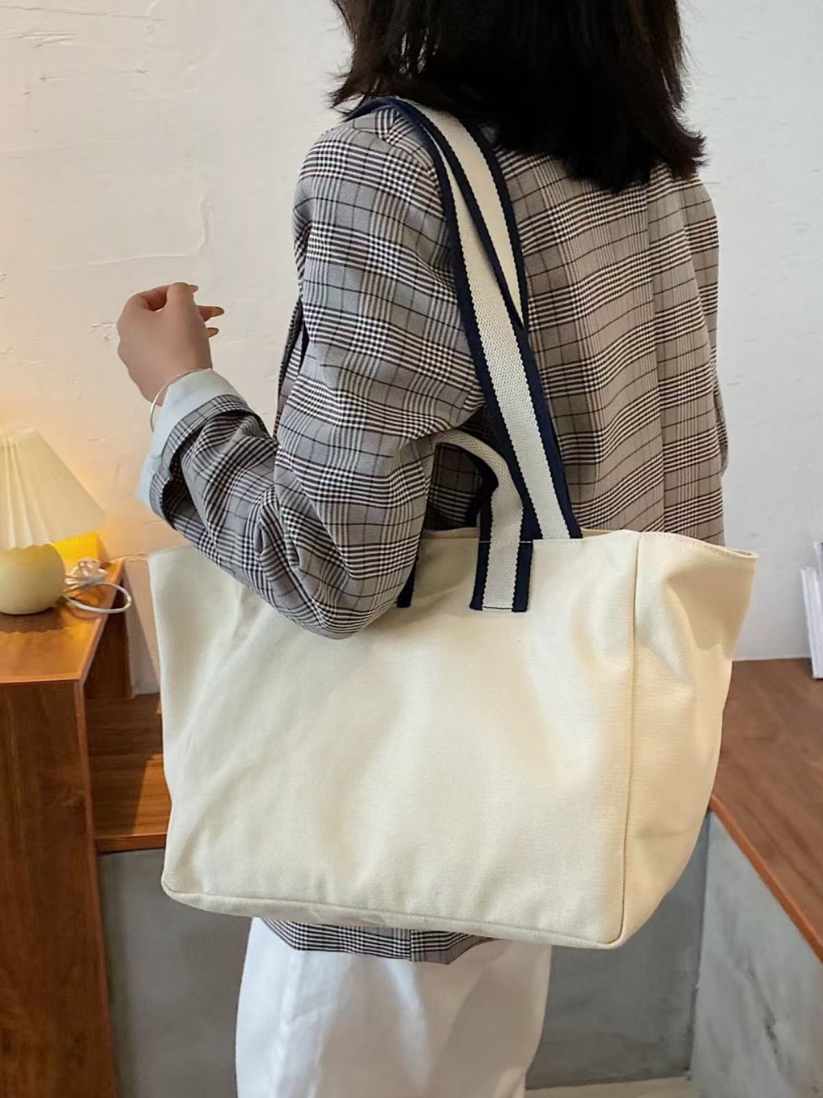 Casual Canvas Women's Single oulder Environmentally Friendly Large Capaci Horizontal Tote Bag for Workluxury bag tote bagShopping storage handbag