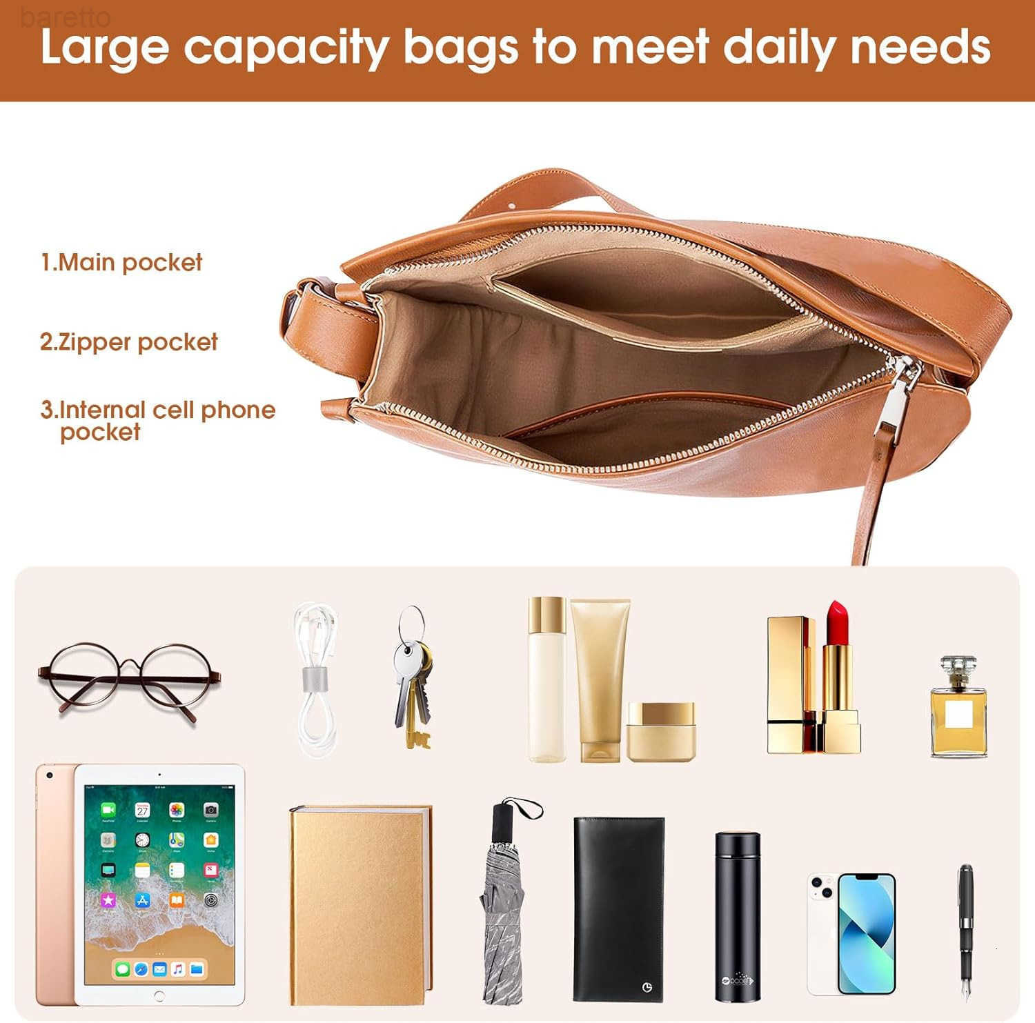 Tote Bag Modern Tote Bag for Women Bag for WorkTote Bag with Zipper Shoulder Bag Leather Bags Daily M250904