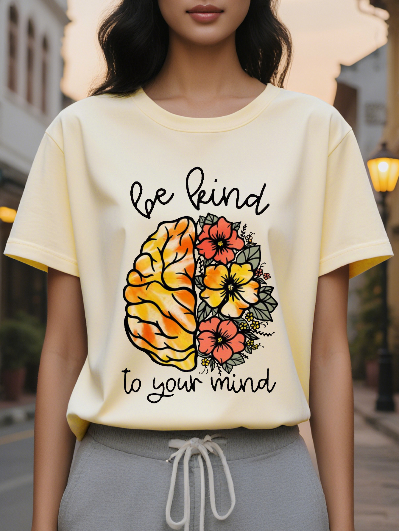 Women's Be Kind Inspirational T-Shirt Elegant Summer Round Neck Short Sleeves Colorful Design Cotton