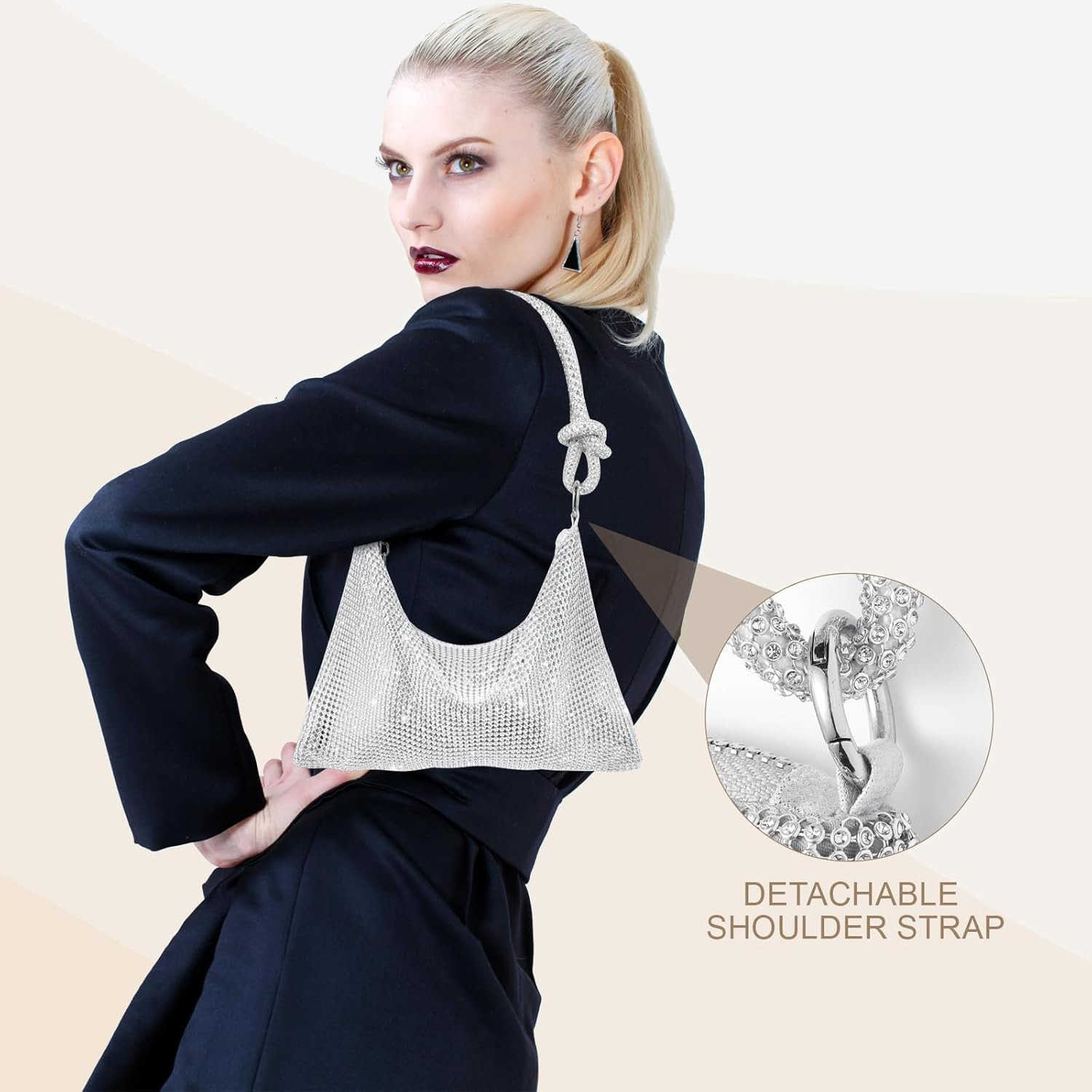 Clutch Purse for WomenSparkly Rhinestone Evening Bag Wedding Party AccessoriesHandbag Fits PhoneWallet Lipstick M250904