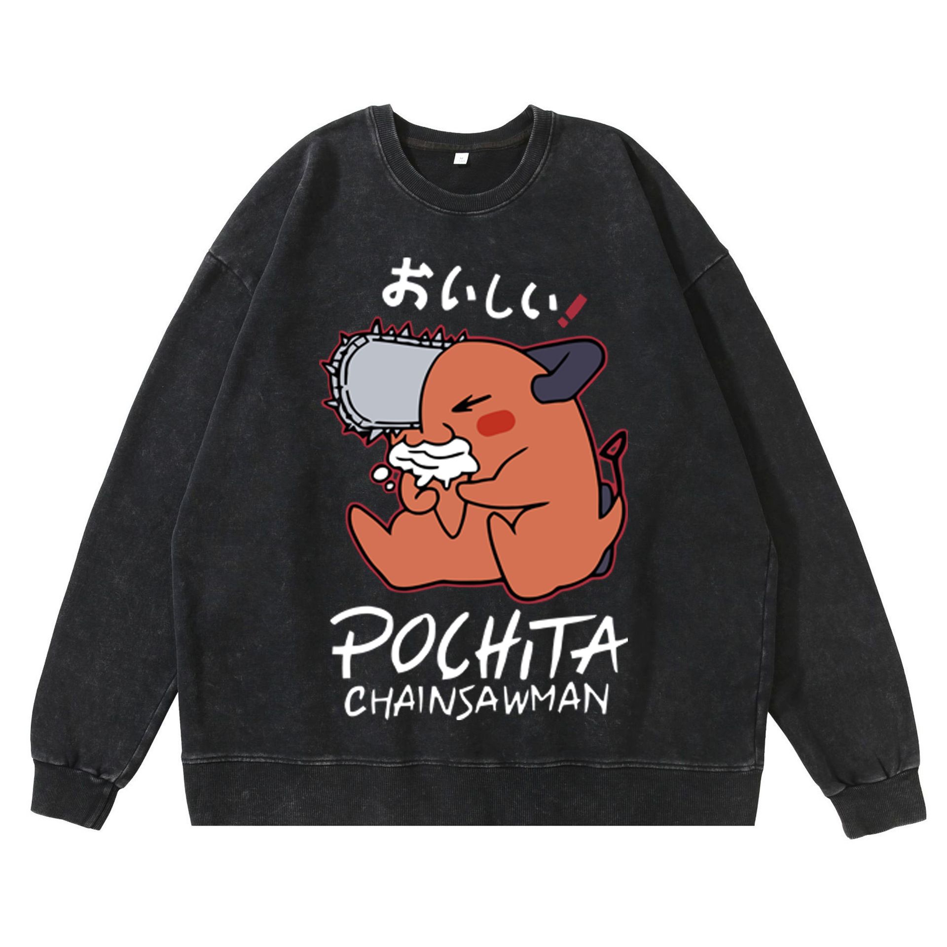 360g Heavyweight Washed Vintage Chainsaw Man Anime American Street Retro Cotton Hoodie Streetwear Crewneck Hoodie - TT8251