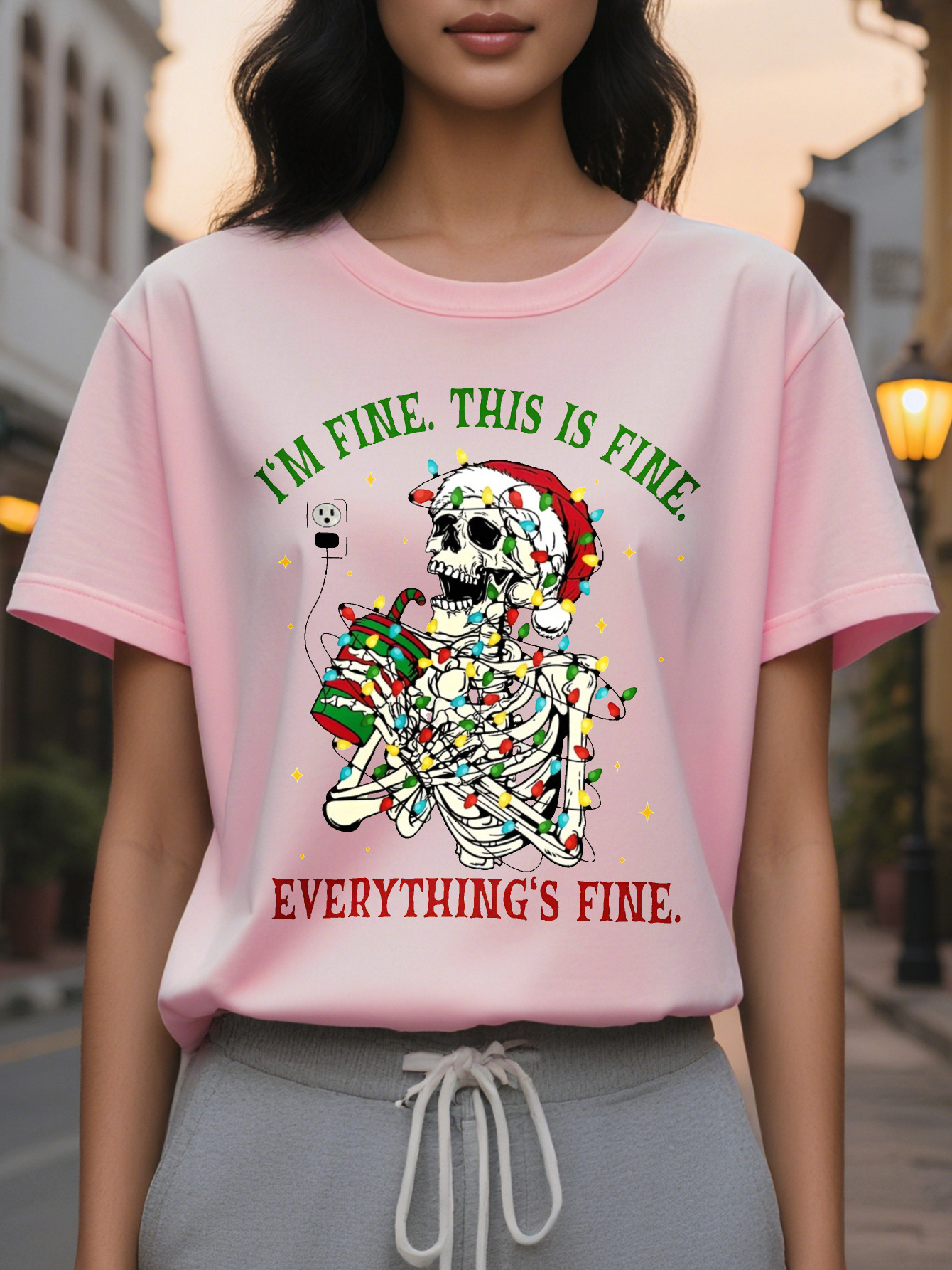 Large XL Christmas European and American Fashion Printed Women's T-shirt Top Plus Size