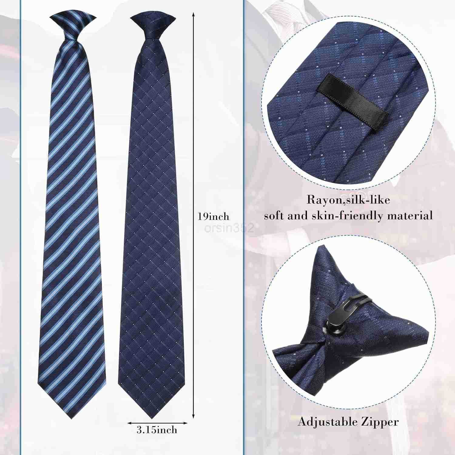 6 Pcs Clip on Tie for Men Clip on Easy Necktie Striped Solid Plaid Dots Mixed Lot Tie for Office School 20 Inch Elegant StyleW250904