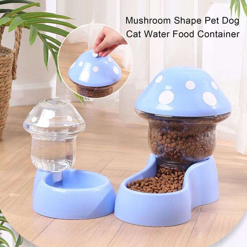 famous brand Guangying Set Feeder Auto Replenishment Large Capacity Mushroom Shape Dog Cat Water Food Container Pet Supplies