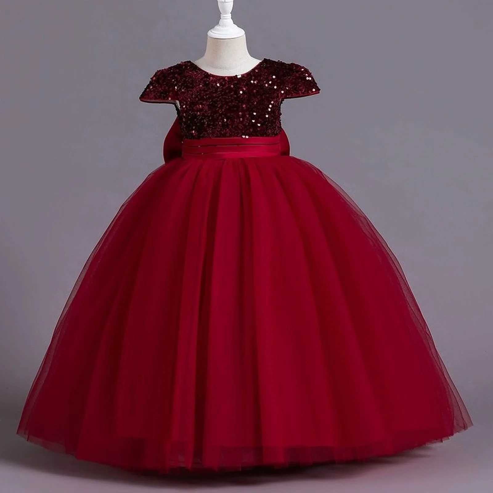 5 10 14 Years Children Evening Dresses Elegant Girls Dress Bridesmaid Sequin Long Princess Dresses Flower Elite Girl Formal Gowns Z250904