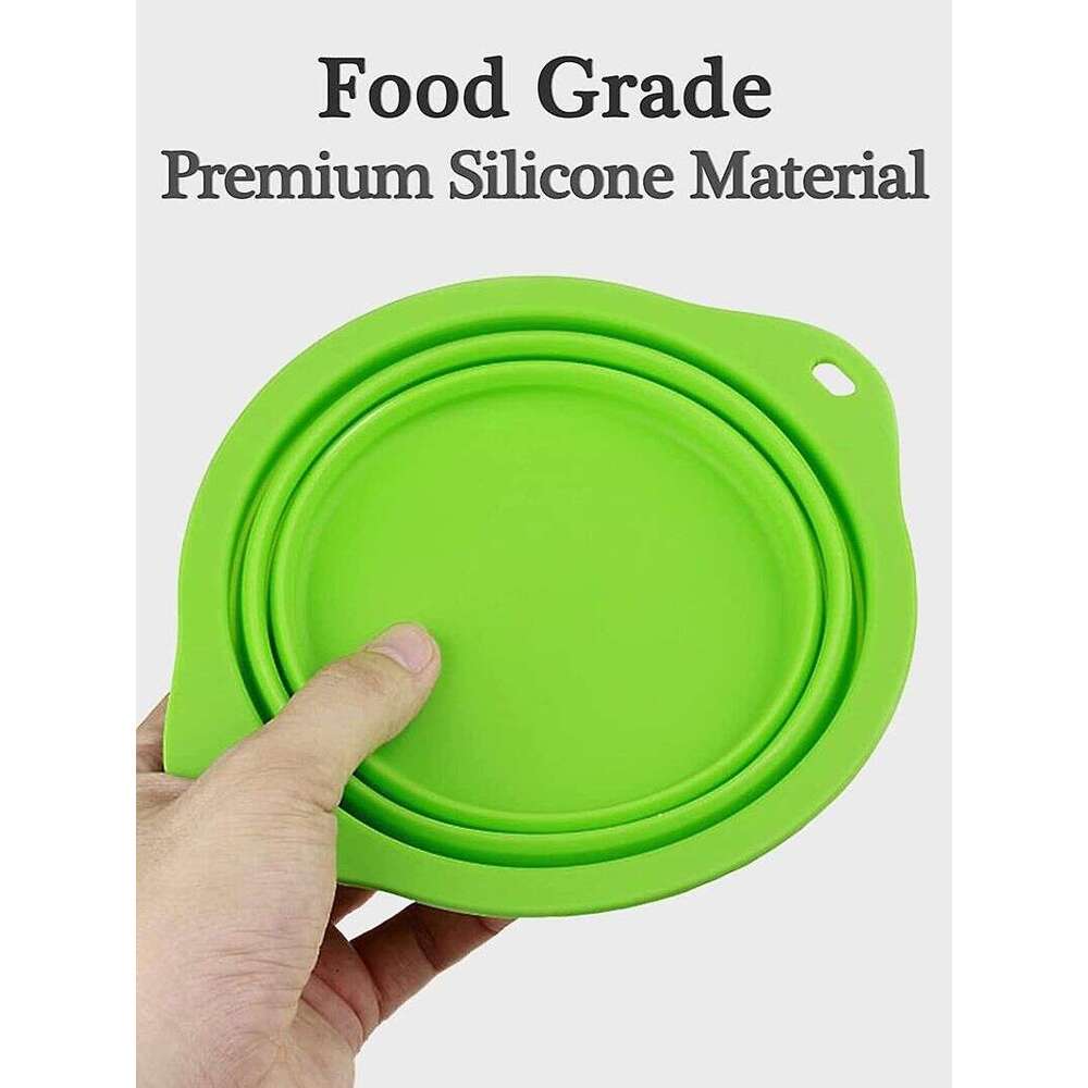 famous brand Packs Collapsible Plastic Rimless Dog Travel Portable Two Handle Water Bowl For Camping Hiking ML Lime Green