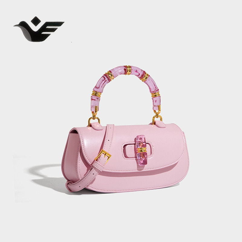 Feiyan Free Shipping New Designer Bag Luxury Shopping Bag Crystal Bamboo Knot Bag Versatile Saddle Bag 2025 New Women's Bag High-end Simple Trend