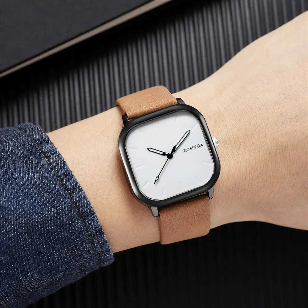 Fashion Watch Simple Square Dial PU Leather Quartz Men Business Watch Wristwatch for Men Clock for Wen Montre Hme X250904