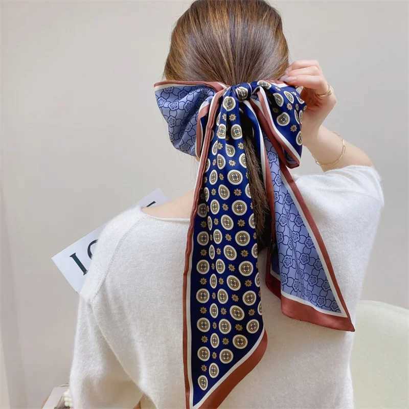 Designer Fashion Print Hair Ribbon Scarf Wen Neck Tie Bag Scarfs Satin Silk Skinny scarves Ladies Foard Floral Bands 2025New G250904