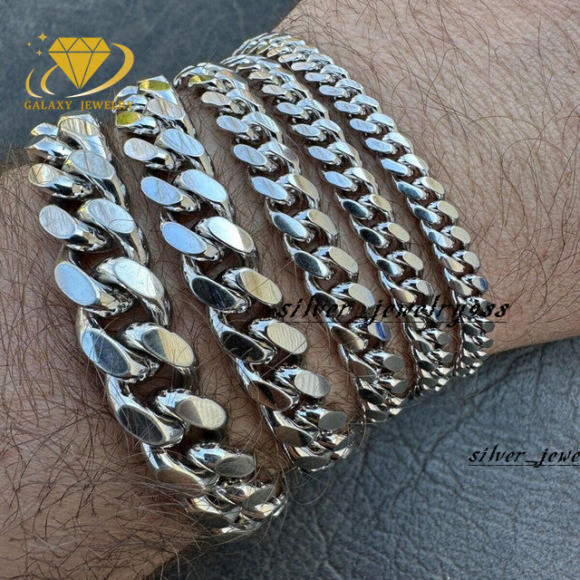 Fine Jewelry Necklaces Custom 925 Sterling Silver 18k 14k Gold Plated Hiphop Chain Plain Miani Cuban Link Chain for Men Women