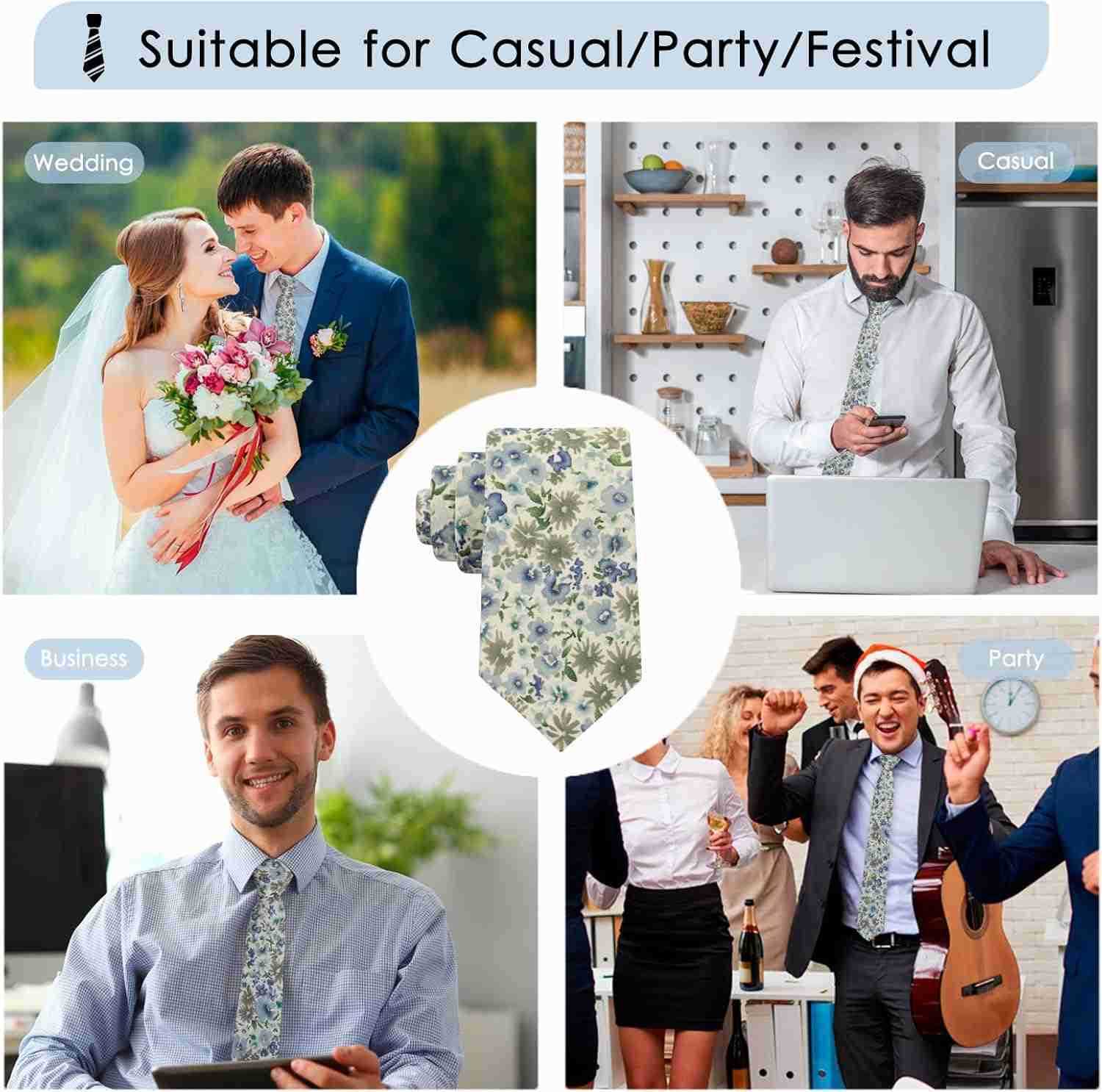 Ties for Men 276 Cotton Floral Tie Mens Neckties for Weddings Groomsmens Dances Party Valentines DayW250904