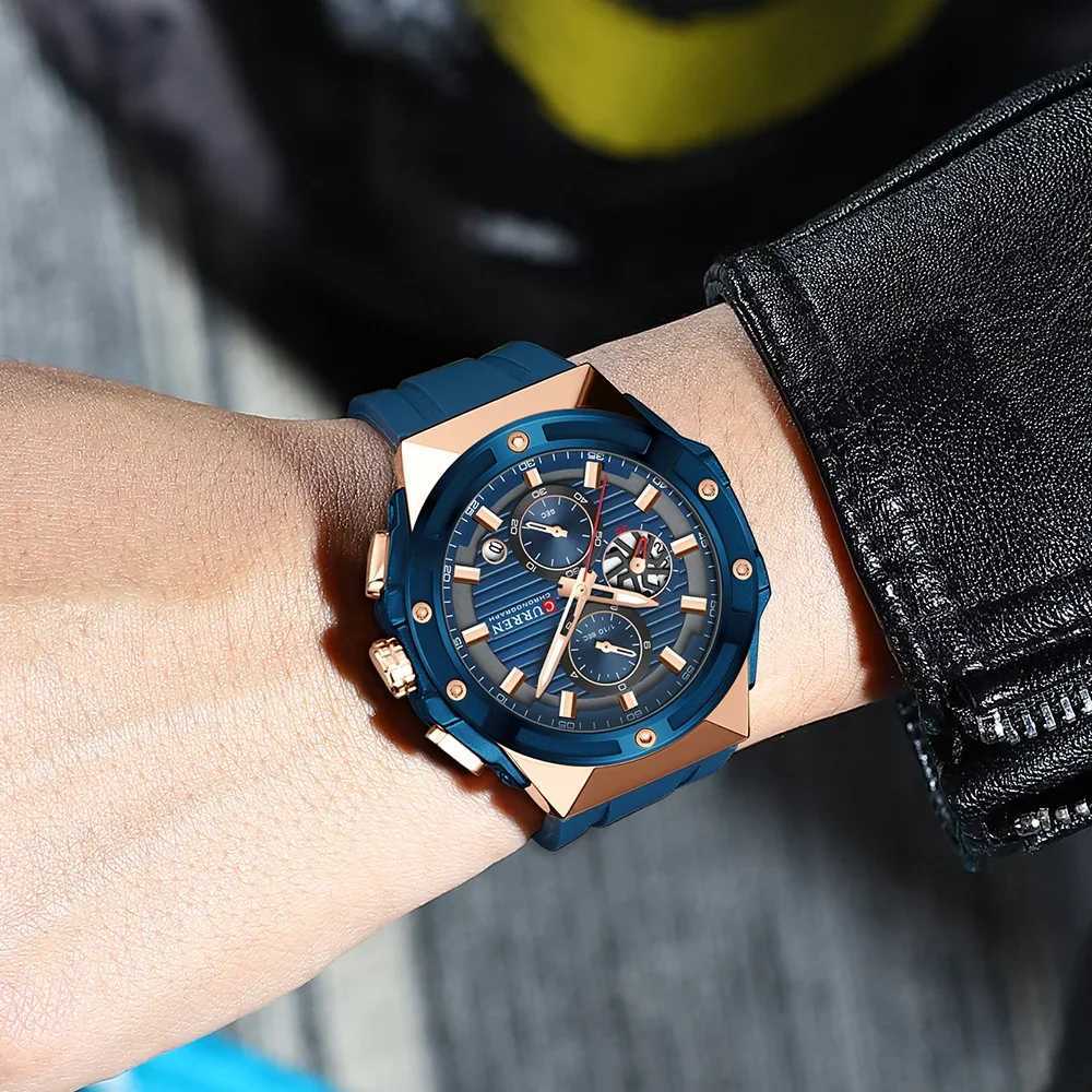 CURREN Fashionable Sports Mtifunctional Chronograph Quartz Watch with Silicone Strap Creative Design Dial Luminous Hands X250904