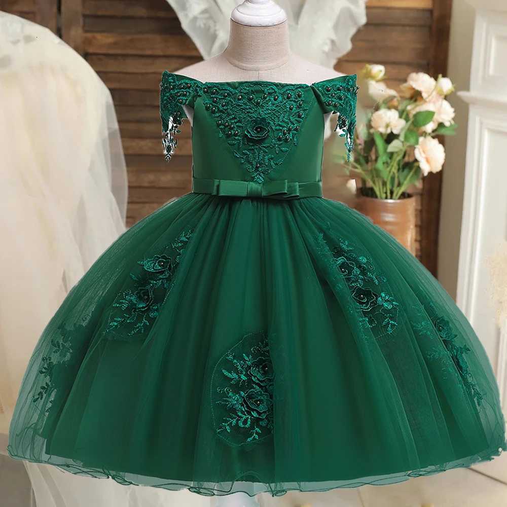 Elegant Tulle Flower Party Girls Dress Tulle Bridesmaids Wedding Princess Prom Dresses for Girls Birthday Evening Christmas Costumes Z250904