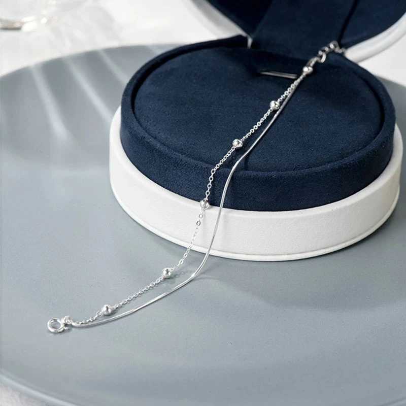 925 Sterling Silver Snake Bone Chain Glossy Beads Double Layer Bracelet Women Fine Jewelry for Wedding Party GiftXJ250904
